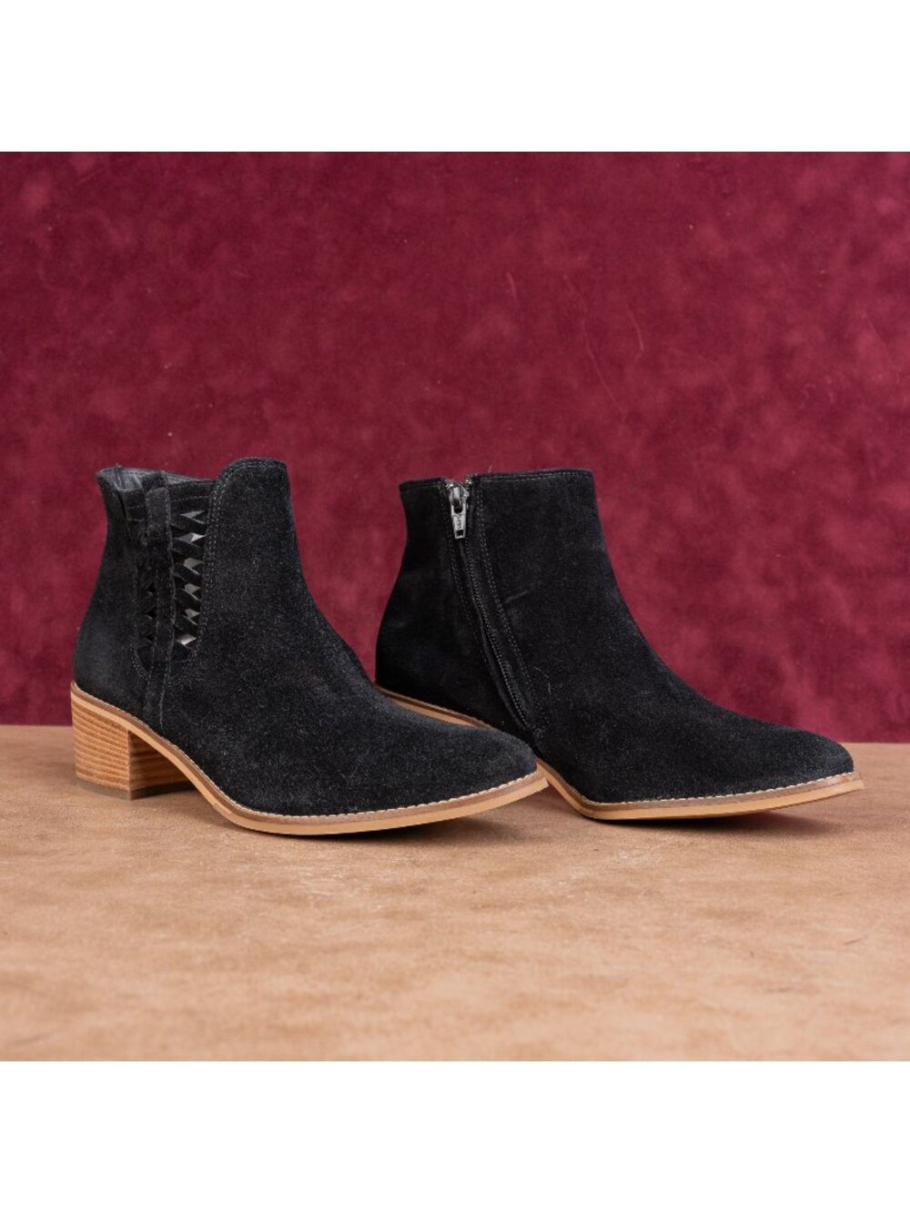 Paul Green Women Vienna Black Soft Suede Zip Ankle Boots sz 7.5US UK5